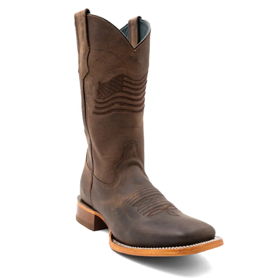 Patriot Embroidered Square Toe Cowboy Boots