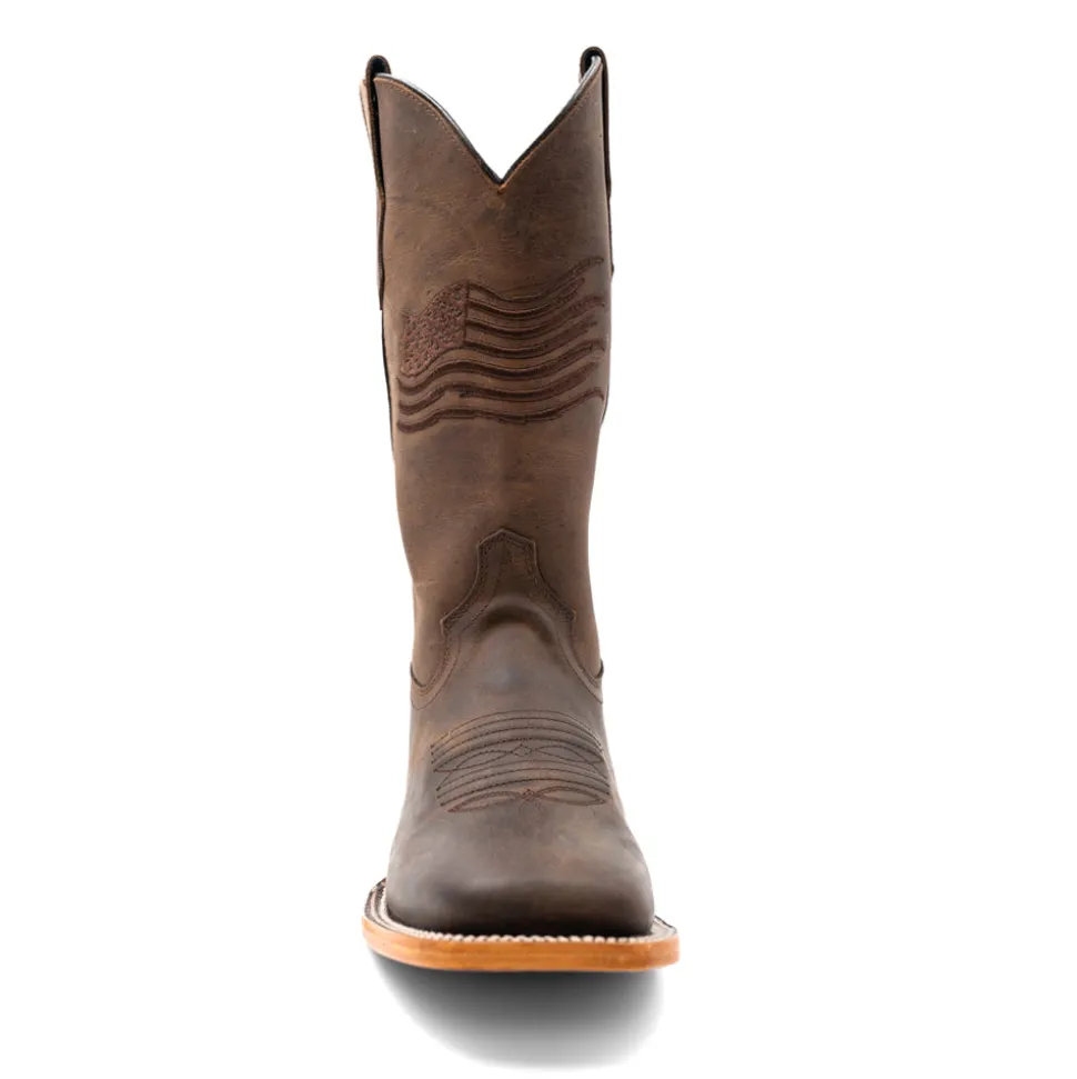 Patriot Embroidered Square Toe Cowboy Boots