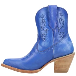 Pixie Embroidered Pointed Toe Pull On Cowboy Booties