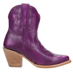 Pixie Embroidered Pointed Toe Pull On Cowboy Booties