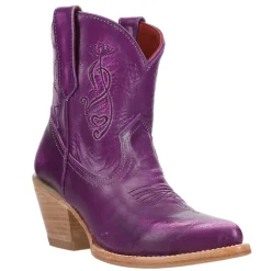 Pixie Embroidered Pointed Toe Pull On Cowboy Booties