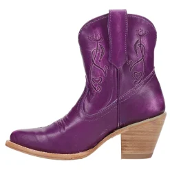 Pixie Embroidered Pointed Toe Pull On Cowboy Booties