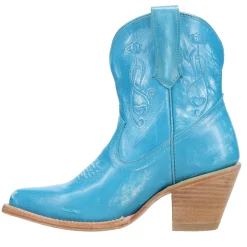 Pixie Embroidered Pointed Toe Pull On Cowboy Booties