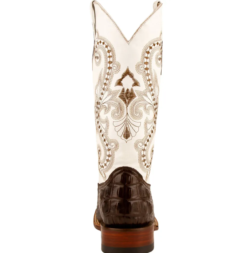Rancher Caiman Print Embroidered Square Toe Cowboy Boots