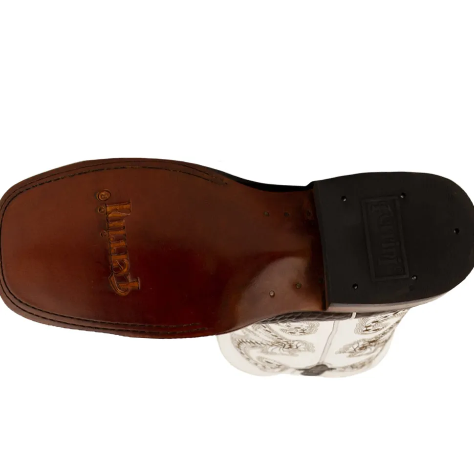 Rancher Caiman Print Embroidered Square Toe Cowboy Boots