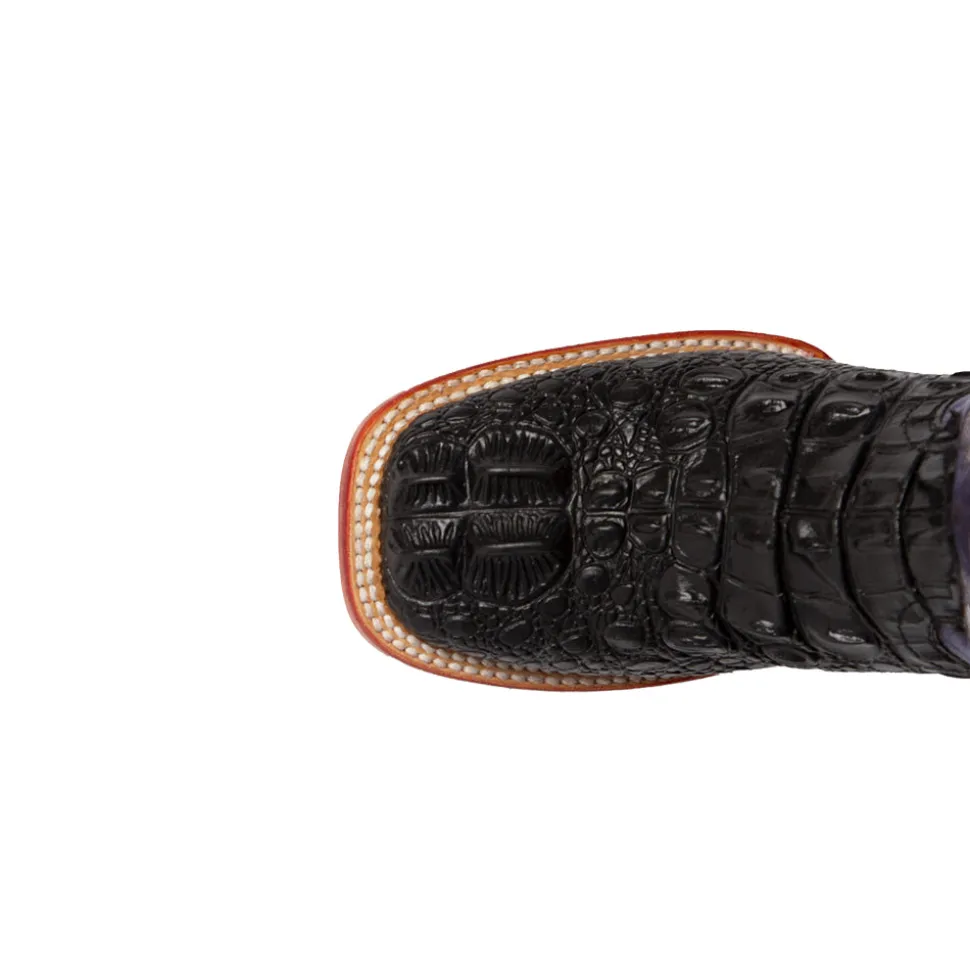 Rancher Caiman Print Square Toe Cowboy Boots