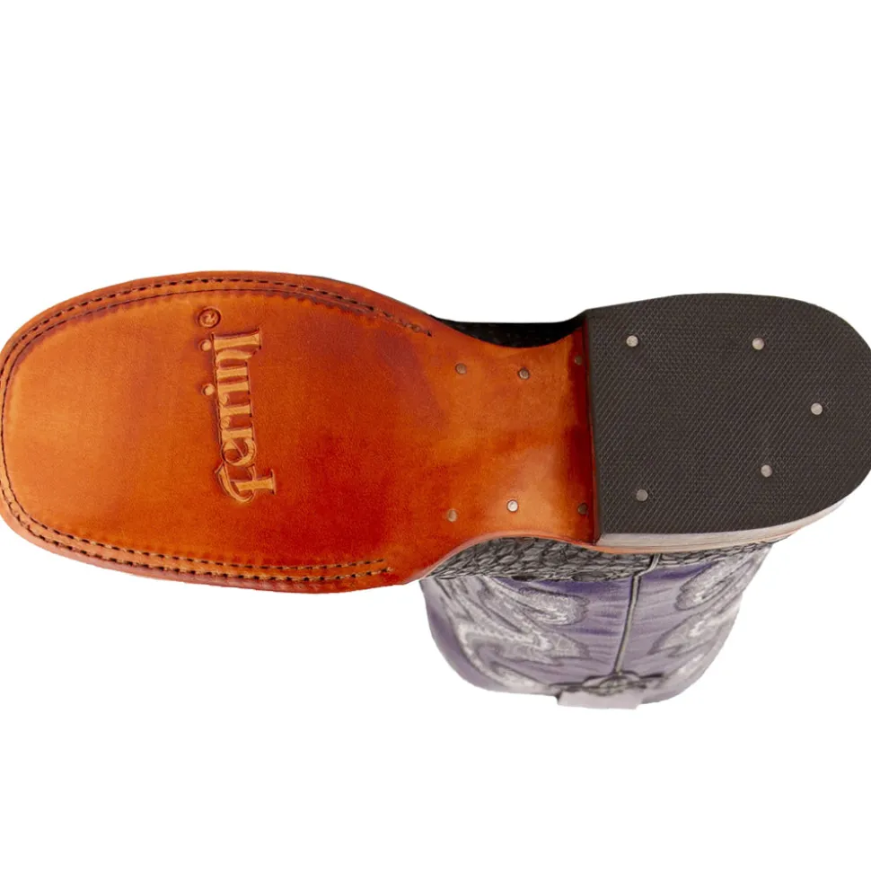 Rancher Caiman Print Square Toe Cowboy Boots