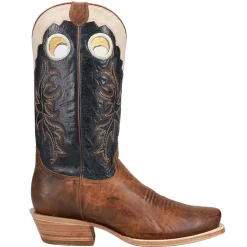 Ride Em' Cutter Embroidered Square Toe Pull On Cowboy Boots