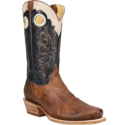 Ride Em' Cutter Embroidered Square Toe Pull On Cowboy Boots