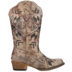 Riley Aztec Embroidered Snip Toe Cowboy Boots