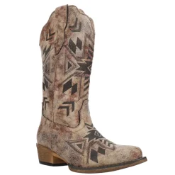 Riley Aztec Embroidered Snip Toe Cowboy Boots