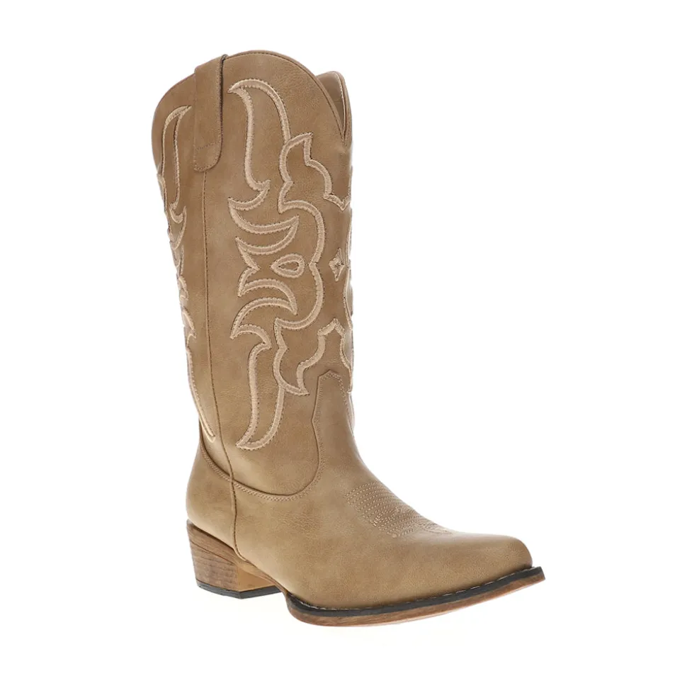 Riley Embroidered Snip Toe Pull On Cowboy Boots