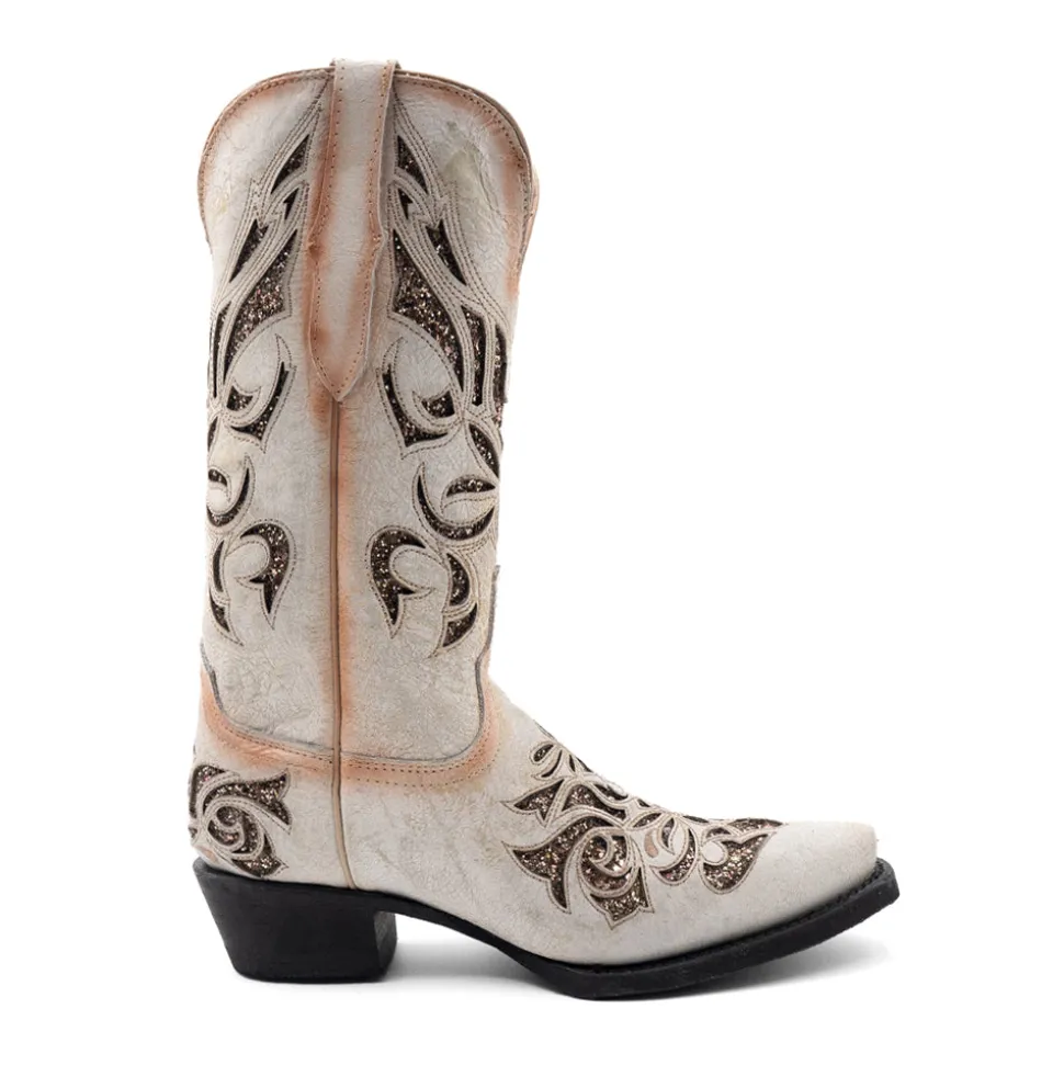 Sasha Glitter Inlay Snip Toe Pull On Cowboy Boots