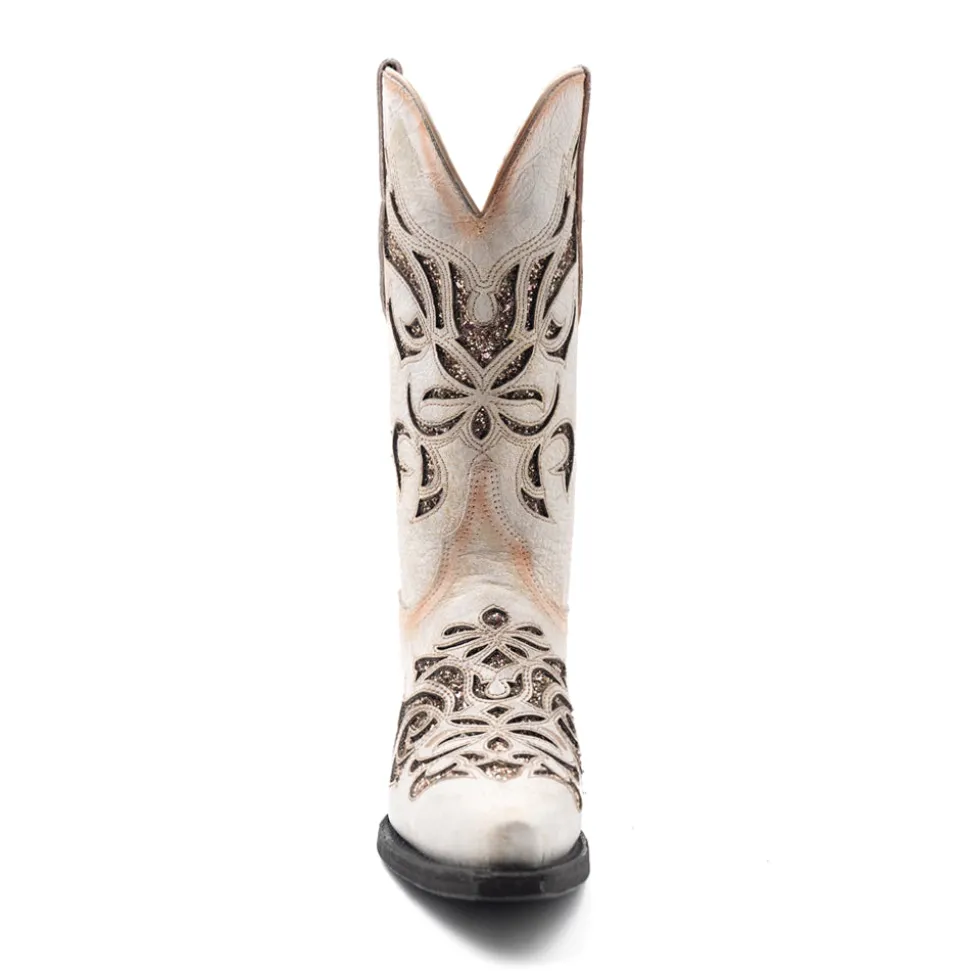 Sasha Glitter Inlay Snip Toe Pull On Cowboy Boots
