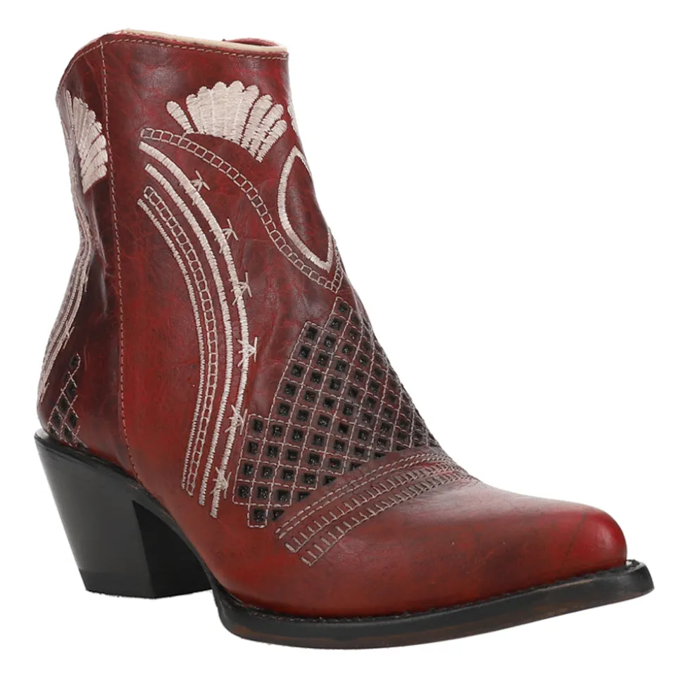 Savannah Embroidered Pointed Toe Zippered Cowboy Booties