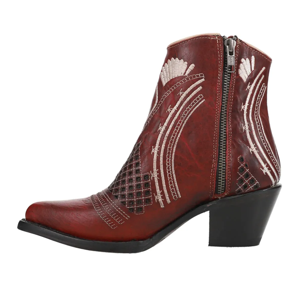 Savannah Embroidered Pointed Toe Zippered Cowboy Booties