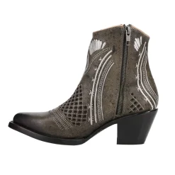 Savannah Embroidered Pointed Toe Zippered Cowboy Booties