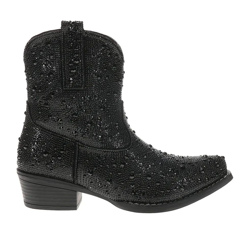 Shay Jewells Rhinestone Snip Toe Pull On Cowboy Booties