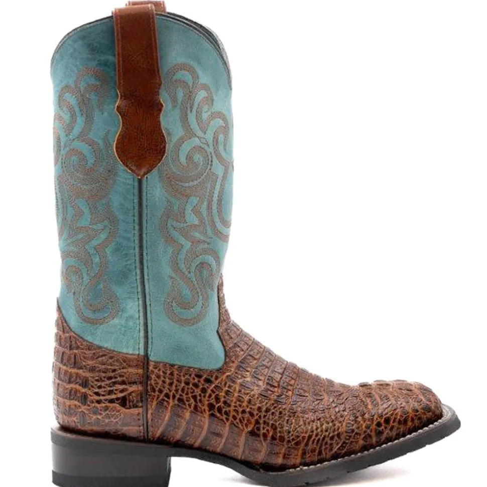 Stampede Croco Print Square Toe Cowboy Boots