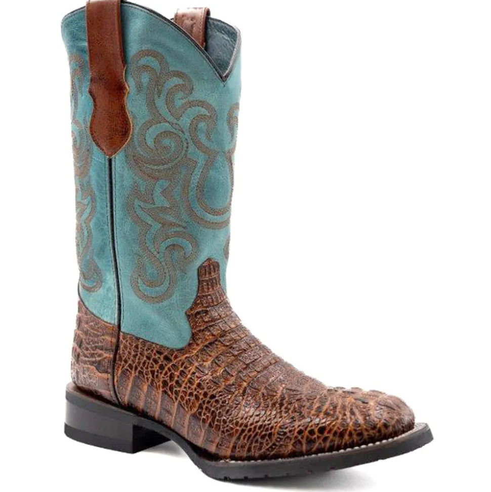Stampede Croco Print Square Toe Cowboy Boots
