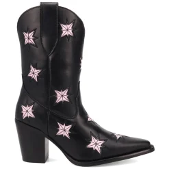 Starburst Tooled Inlay Snip Toe Pull On Cowboy Booties