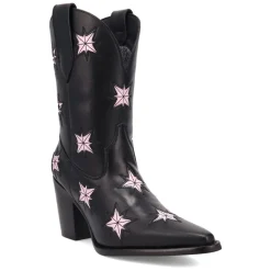 Starburst Tooled Inlay Snip Toe Pull On Cowboy Booties