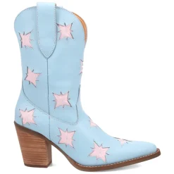 Starburst Tooled Inlay Snip Toe Pull On Cowboy Booties
