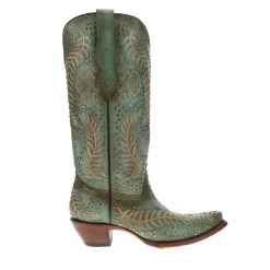 Studded Embroidered Snip Toe Pull On Cowboy Boots