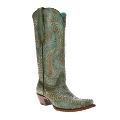 Studded Embroidered Snip Toe Pull On Cowboy Boots