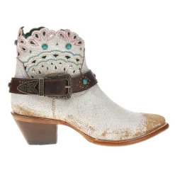 Studded Harness Pointed Toe Zippered Cowboy Booties