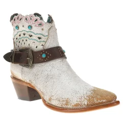 Studded Harness Pointed Toe Zippered Cowboy Booties