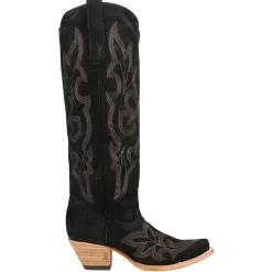 Suede Embroidered Tall Snip Toe Cowboy Boots