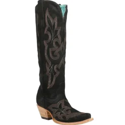 Suede Embroidered Tall Snip Toe Cowboy Boots