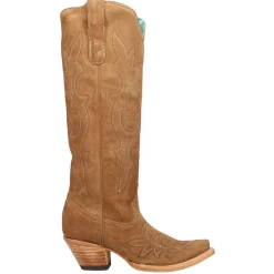 Suede Embroidered Tall Snip Toe Cowboy Boots
