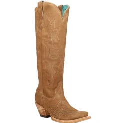 Suede Embroidered Tall Snip Toe Cowboy Boots
