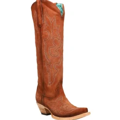 Suede Embroidered Tall Snip Toe Cowboy Boots