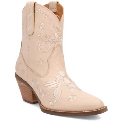Sweetheart Floral Embroidered Snip Toe Pull On Cowboy Booties