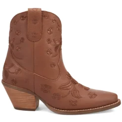 Sweetheart Floral Embroidered Snip Toe Pull On Cowboy Booties