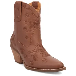 Sweetheart Floral Embroidered Snip Toe Pull On Cowboy Booties