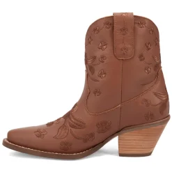 Sweetheart Floral Embroidered Snip Toe Pull On Cowboy Booties