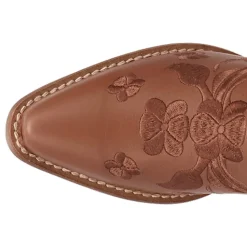 Sweetheart Floral Embroidered Snip Toe Pull On Cowboy Booties