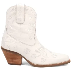 Sweetheart Floral Embroidered Snip Toe Pull On Cowboy Booties