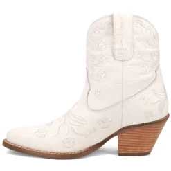 Sweetheart Floral Embroidered Snip Toe Pull On Cowboy Booties