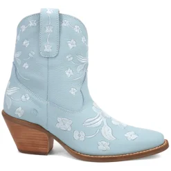 Sweetheart Floral Embroidered Snip Toe Pull On Cowboy Booties