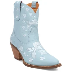 Sweetheart Floral Embroidered Snip Toe Pull On Cowboy Booties