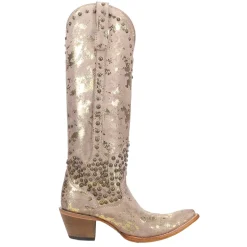 Tall Metallic Embroidered Studded Pointed Toe Cowboy Boot