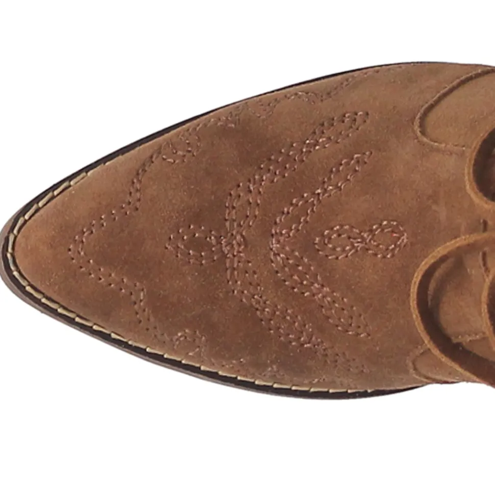 Tangles Fringe Embroidered Pointed Toe Pull On Cowboy Booties