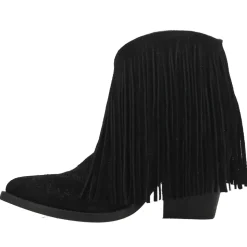 Tangles Fringe Embroidered Pointed Toe Pull On Cowboy Booties