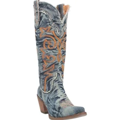 Texas Tornado Denim Embroidered Snip Toe Cowboy Boots