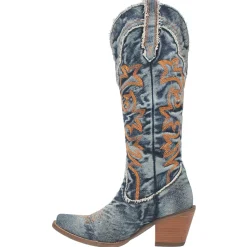 Texas Tornado Denim Embroidered Snip Toe Cowboy Boots